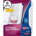Avery Ready Index Jan-Dec 12 Tab Dividers, Customizable TOC, 6 Sets 11826