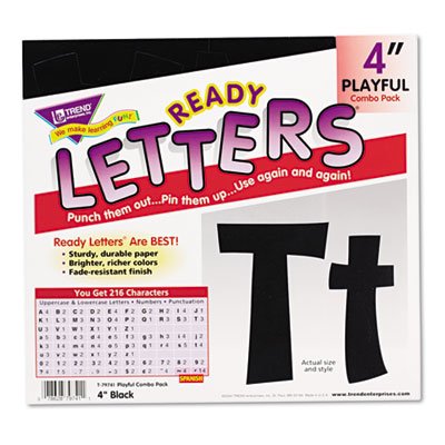 Ready Letters Playful Combo Set, Black, 4"h, 216/Set TEPT79741