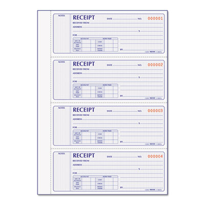 Rediform Receipt Book, 7 x 2 3/4, Carbonless Duplicate, 400 Sets/Book RED8L816