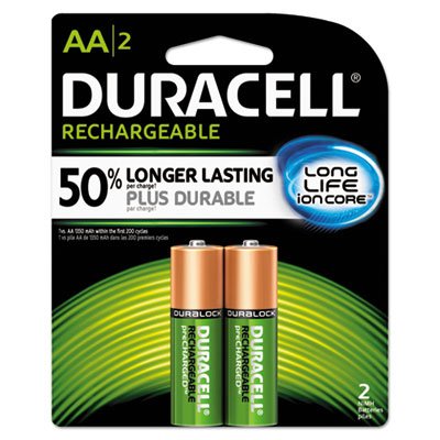 80232284 Rechargeable NiMH Batteries with Duralock Power Preserve Technology, AA, 2/Pk DURNLAA2BCD