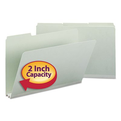 Smead Recycled Folders, Two Inch Expansion, 1/3 Top Tab, Legal, Gray Green, 25/Box SMD18234