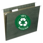 Smead Recycled Hanging File Folders, 1/5 Tab, 11 Point Stock, Letter, Green, 25/Box SMD65001