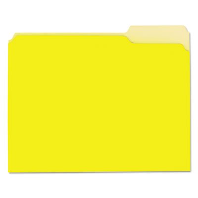 UNV12304 Recycled Interior File Folders, 1/3 Cut Top Tab, Letter, Yellow, 100/Box UNV12304