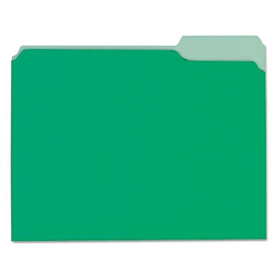 UNV12302 Recycled Interior File Folders, 1/3 Cut Top Tab, Letter, Green, 100/Box UNV12302