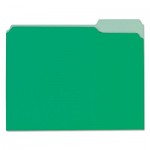 UNV12302 Recycled Interior File Folders, 1/3 Cut Top Tab, Letter, Green, 100/Box UNV12302