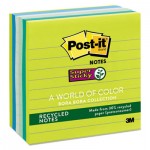 Post-It Notes Super Sticky Recycled Notes in Bora Bora Colors, 4 x 4, 90/Pad, 6 Pads/Pack MMM6756SST