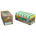 Post-It Notes Super Sticky Recycled Notes in Bora Bora Colors, 3 x 3, 70/Pad, 24 Pads/Pack MMM65424SSTCP
