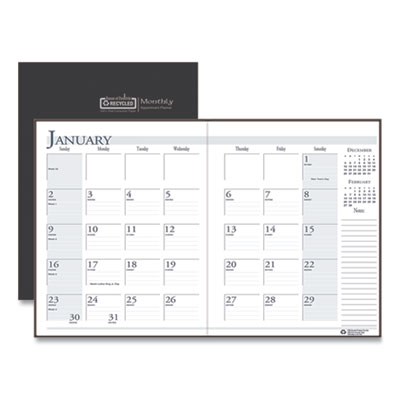 House of Doolittle Recycled Ruled Planner with Stitched Leatherette Cover, 11 x 8.5, Black, 2020-2022 HOD26002