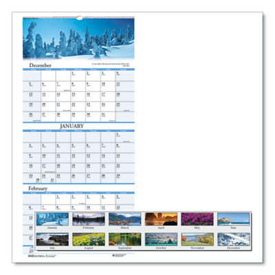 House of Doolittle Recycled Scenic Landscapes Three-Month/Page Wall Calendar, 12.25 x 26, 2020-2022 HOD3638