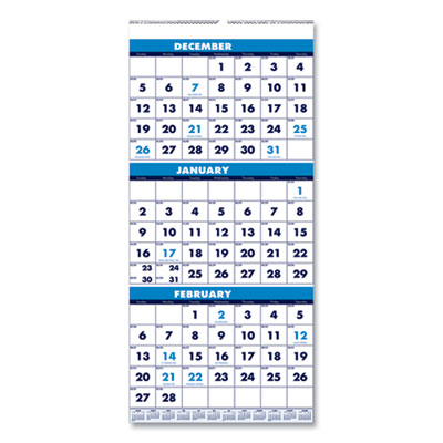 House of Doolittle Recycled Three-Month Format Wall Calendar, 8 x 17, 14-Month (Dec-Jan) 2020-2022 HOD3646
