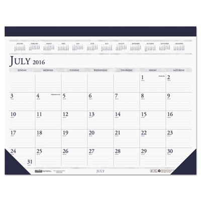 155HD Recycled Two-Color Academic 14-Month Desk Pad Calendar, 22 x 17, 2016-2017 HOD155HD