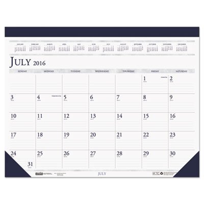 155HD Recycled Two-Color Academic 14-Month Desk Pad Calendar, 22 x 17, 2016-2017 HOD155HD