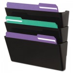 UNV08121 Recycled Wall File, Three Pocket, Plastic, Black UNV08121