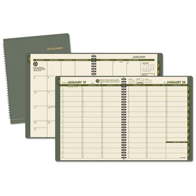 At-A-Glance 70950G6009 Recycled Weekly/Monthly Classic Appointment Book, 8 1/4 x 10 7/8, Green, 2016 AAG70950G60