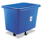 Rubbermaid Commercial FG461673BLUE Recycling Cube Truck, Rectangular, Polyethylene, 500lb Cap, Blue RCP461673BE