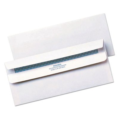 Quality Park Redi-Seal Envelope, Security, #10, Contemporary, White, 500/Box QUA11218