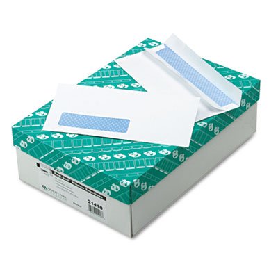 Quality Park Redi-Seal Envelope, Security, #10, Window, Contemporary, White, 500/Box QUA21418
