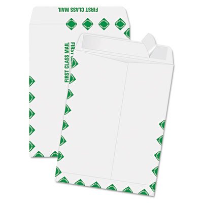 Quality Park Redi-Strip Catalog Envelope, 9 x 12, First Class Border, White, 100/Box QUA44534