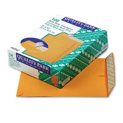Quality Park Redi-Strip Catalog Envelope, 9 x 12, Brown Kraft, 100/Box QUA44562