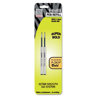 Zebra Refill for F-301, F-301 Ultra, F-402, 301A, Spiral Ballpoint, Black, Bold, 2/Pk ZEB82712