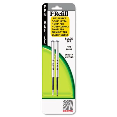 Zebra Refill for F301, F301 Ultra, F402, 301A, Spiral Ballpoint, Fine, Black, 2/Pack ZEB85512