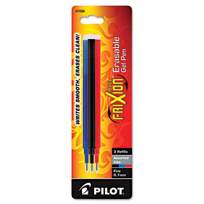 Pilot Refill for FriXion Erasable Gel Ink Pen, Assorted, 3/Pk PIL77335
