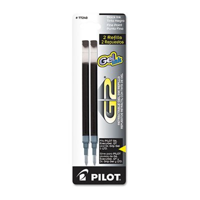 Pilot Refill for G2 Gel, Dr. Grip Gel/Ltd, ExecuGel G6, Q7, Fine Tip, Black, 2/Pack PIL77240