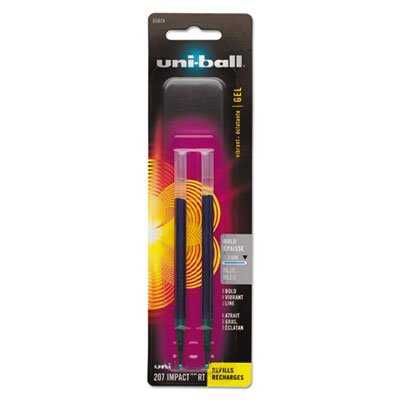 Uni-Ball Refill for uni-ball Gel IMPACT RT Roller Ball Pens, Bold, Blue, 2/Pack SAN65874PP