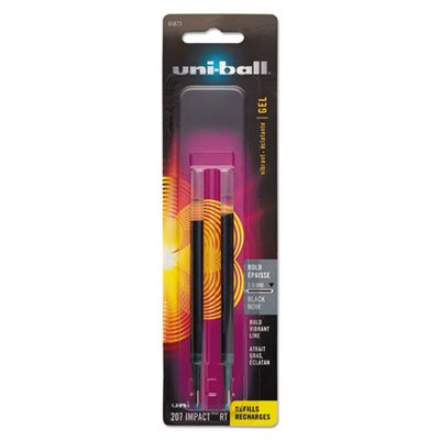 Uni-Ball Refill for uni-ball Gel IMPACT RT Roller Ball Pens, Bold, Black, 2/Pack SAN65873PP