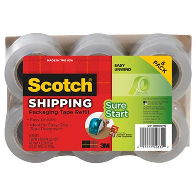 Scotch Refill Rolls for DP-1000 Easy Grip Tape Dispenser, 1.88" x 25yds, 6/Pack MMMDP1000RF6