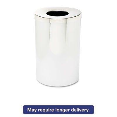 Reflections Open-Top Receptacle, Round, Steel, 35gal, Chrome/Black SAF9695