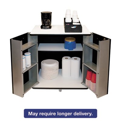 VF35157 Refreshment Stand, Two-Shelf, 29 1/2w x 21d x 33h, Black/White VRT35157