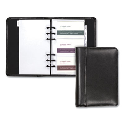 Samsill Regal Leather Business Card Binder, 120 Card Capacity, 2 x 3 1/2 Cards, Black SAM81270