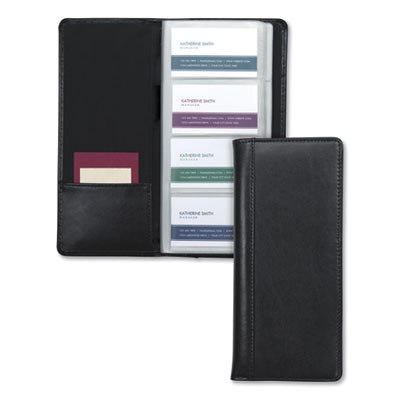 Samsill Regal Leather Business Card File, 96 Card Capacity, 2 x 3 1/2 Cards, Black SAM81240