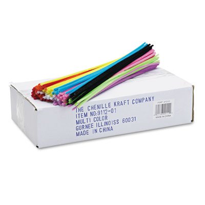 Chenille Kraft Regular Stems, 12" x 4mm, Metal Wire, Polyester, Assorted, 1000/Box CKC911201