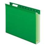 Pendaflex Reinforced 2" Extra Capacity Hanging Folders, Letter, Bright Green, 25/Box PFX4152X2BGR