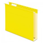 Pendaflex Reinforced 2" Extra Capacity Hanging Folders, 1/5 Tab, Letter, Yellow, 25/Box PFX4152X2YEL