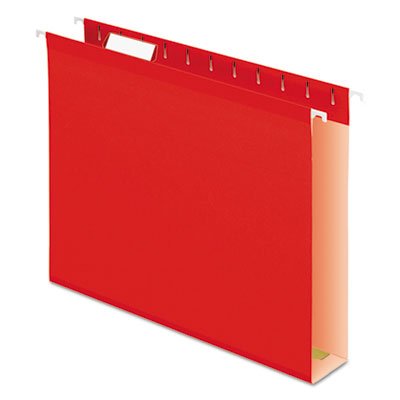 Pendaflex Reinforced 2" Extra Capacity Hanging Folders, 1/5 Tab, Letter, Red, 25/Box PFX4152X2RED