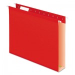 Pendaflex Reinforced 2" Extra Capacity Hanging Folders, 1/5 Tab, Letter, Red, 25/Box PFX4152X2RED