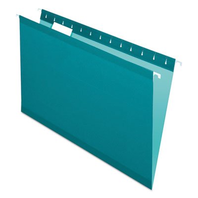 Pendaflex 04153 1/5 TEA Reinforced Hanging Folders, 1/5 Tab, Legal, Teal, 25/Box PFX415315TEA