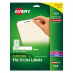 Avery Removable File Folder Labels with Sure Feed Technology, 0.66 x 3.44, White, 30/Sheet, 25 Sheets/Pack