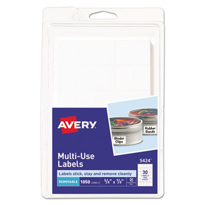 Avery Removable Multi-Use Labels, Handwrite Only, 0.63 x 0.88, White, 30/Sheet, 35 Sheets/Pack, (5424) AVE05424