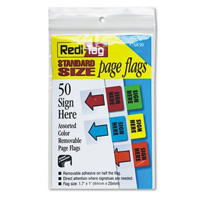 Removable Page Flags, Green/Yellow/Red/Blue/Orange, 10/Color, 50/Pack RTG76830