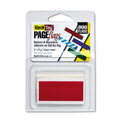Redi-Tag Removable/Reusable Page Flags, Red, 300/Pack RTG20022