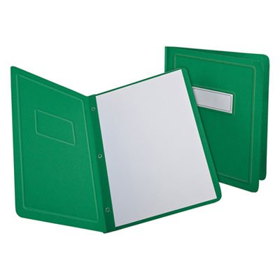Oxford Report Cover, 3 Fasteners, Panel and Border Cover, Letter, Green, 25 per box OXF52503