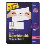 Avery Repositionable Shipping Labels, Laser, 2 x 4, White, 1000/Box AVE55163