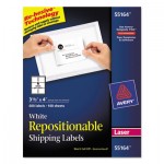 Avery Repositionable Shipping Labels, Laser, 3 1/3 x 4, White, 600/Box AVE55164