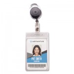 Advantus Resealable ID Badge Holder, Cord Reel, Vertical, 3.68 x 5, Clear, 10/Pack AVT91129