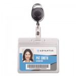 Advantus Resealable ID Badge Holder, Cord Reel, Horizontal, 3.75 x 4.13, Clear, 10/Pack AVT91130