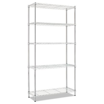 Residential Wire Shelving, Five-Shelf, 36w x 14d x 72h, Silver ALESW853614SR